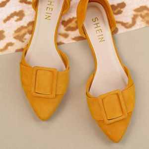 Belted Faux Suede Dorsay Flats